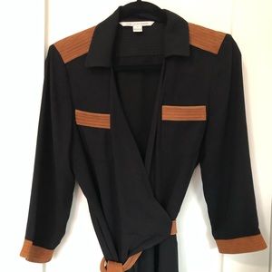 DVF suede detailed wrap dress